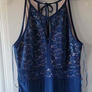 Night Way Collections Blue Sequin Jumpsuit